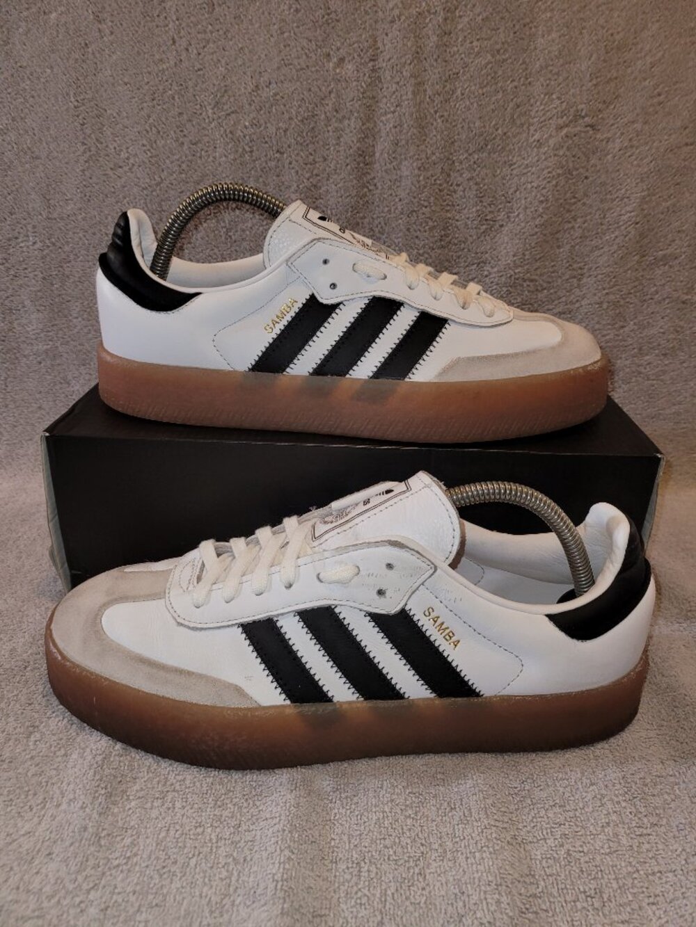 Adidas Originals Sambae Samba White Black Tan Gum Shoes JI1349 Women's Size 9.5